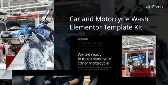 Esreb – Car & Motorcycle Wash Elementor Template Kit